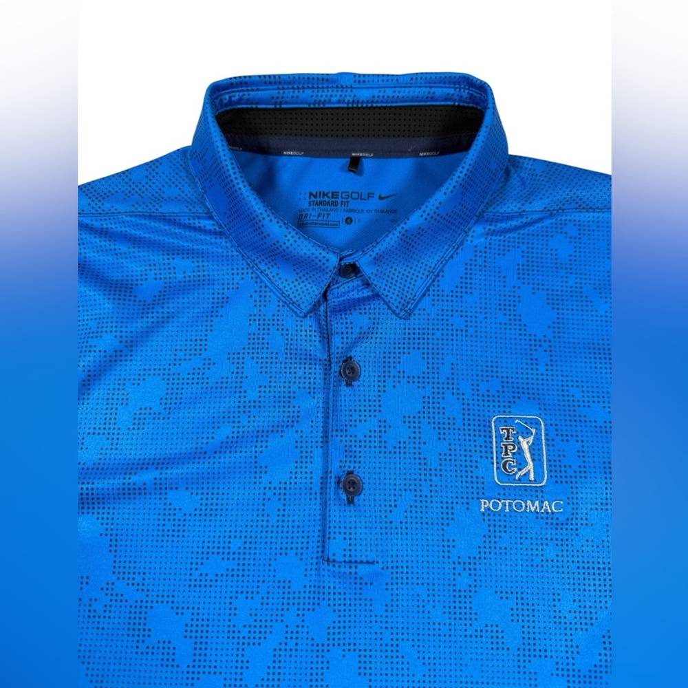 Nike Golf Polo Shirt Men’s Size Small Blue TPC Potomac Dri-Fit Standard Fit